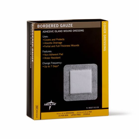 Bordered Gauze Dressing, 10 x 10 cm, Sterile 150/CS MSC3244 - Save On Medical