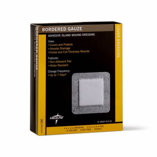 Bordered Gauze Dressing, 10 x 10 cm, Sterile 150/CS MSC3244 - Save On Medical