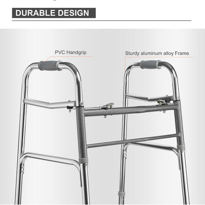 Lightweight Aluminum Folding Walker with 5" PVC Wheels for The Elderly, Load 136kg