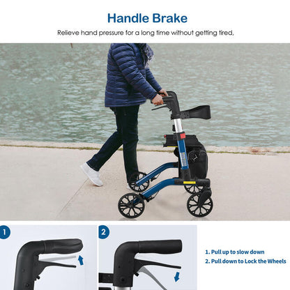 Folding Aluminum Rollator Walker for Seniors and Adults with 7'' Wheels