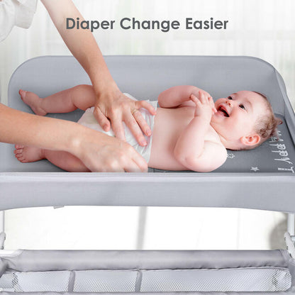 Folding Nursery Station, Diaper Changing Table with Wheels