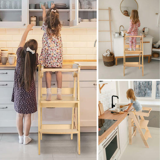 Folding Learning Tower, Adjustable Step Stool for Children and Toddlers