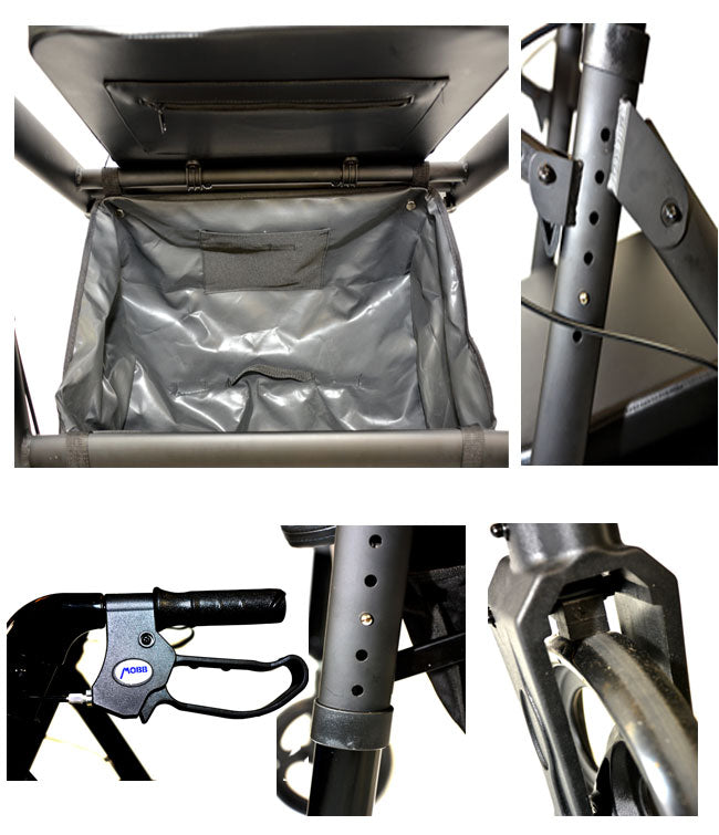 Aluminum Folding Bariatric Rollator: MHHRL: Black - Save On Medical