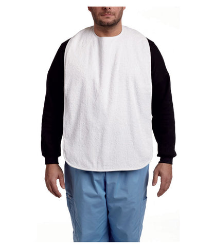 Terry Cloth Bib w/ snaps (white): MHBS-WH - Save On Medical