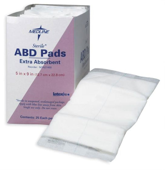Sterile Abdominal Pads, 5" x 9" (13 x 23 cm) 25/bx NON21450 - Save On Medical